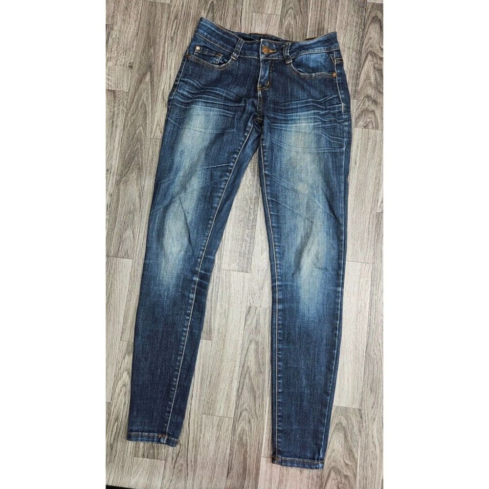(3/$35) Mind Code Womens Size 0 Pockets Whiskered Stretch Denim Blue Jeans